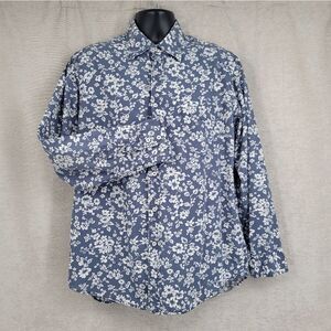 Boden Long Sleeve Button Down Blue Floral Shirt Men's Size Large Tropical